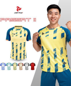 Bộ quần áo đá bóng nữ Just Play Passat II màu vàng xanh