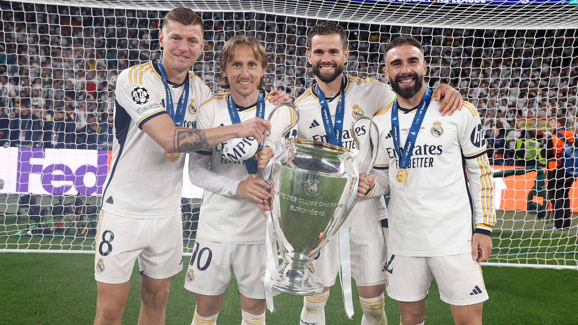Bộ tứ Kroos, Modric, Nacho, Carvajal, những cầu thủ nhiều lần vô địch nhất Champions League cùng Real Madrid