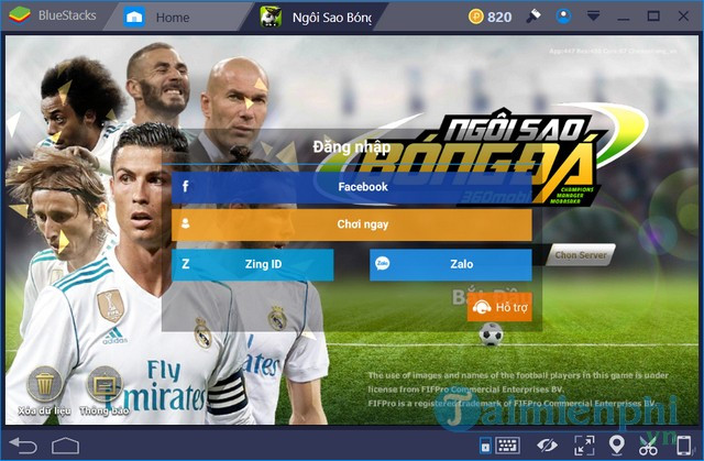 cách chơi 360mobi ngôi sao bóng đá trên pc chọn tài khoản