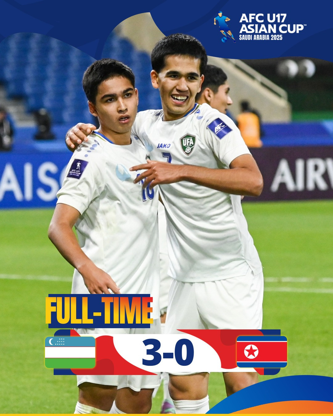 Cảnh U17 Uzbekistan áp đảo U17 Triều Tiên trong trận bán kết U17 châu Á, thể hiện rõ kết quả bóng đá triều tiên