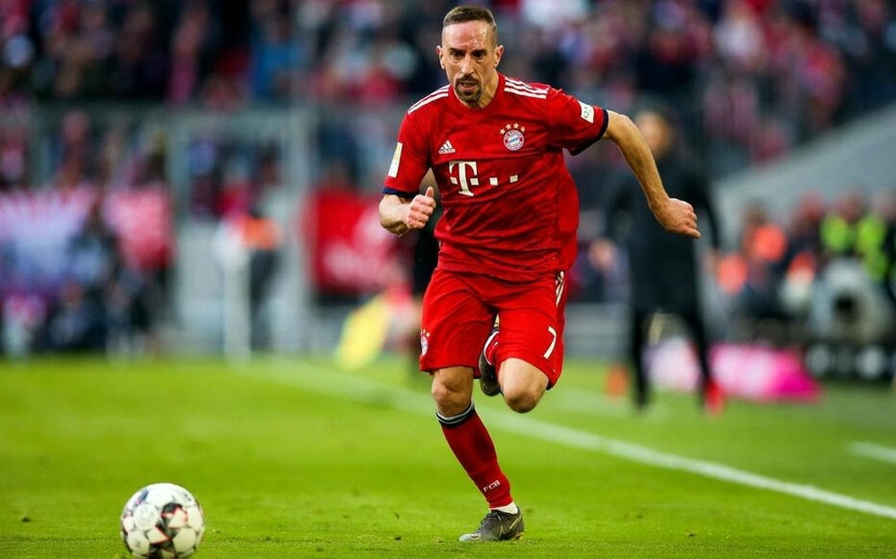 Cầu thủ Franck Ribéry trong trang phục số 7 của Bayern Munich