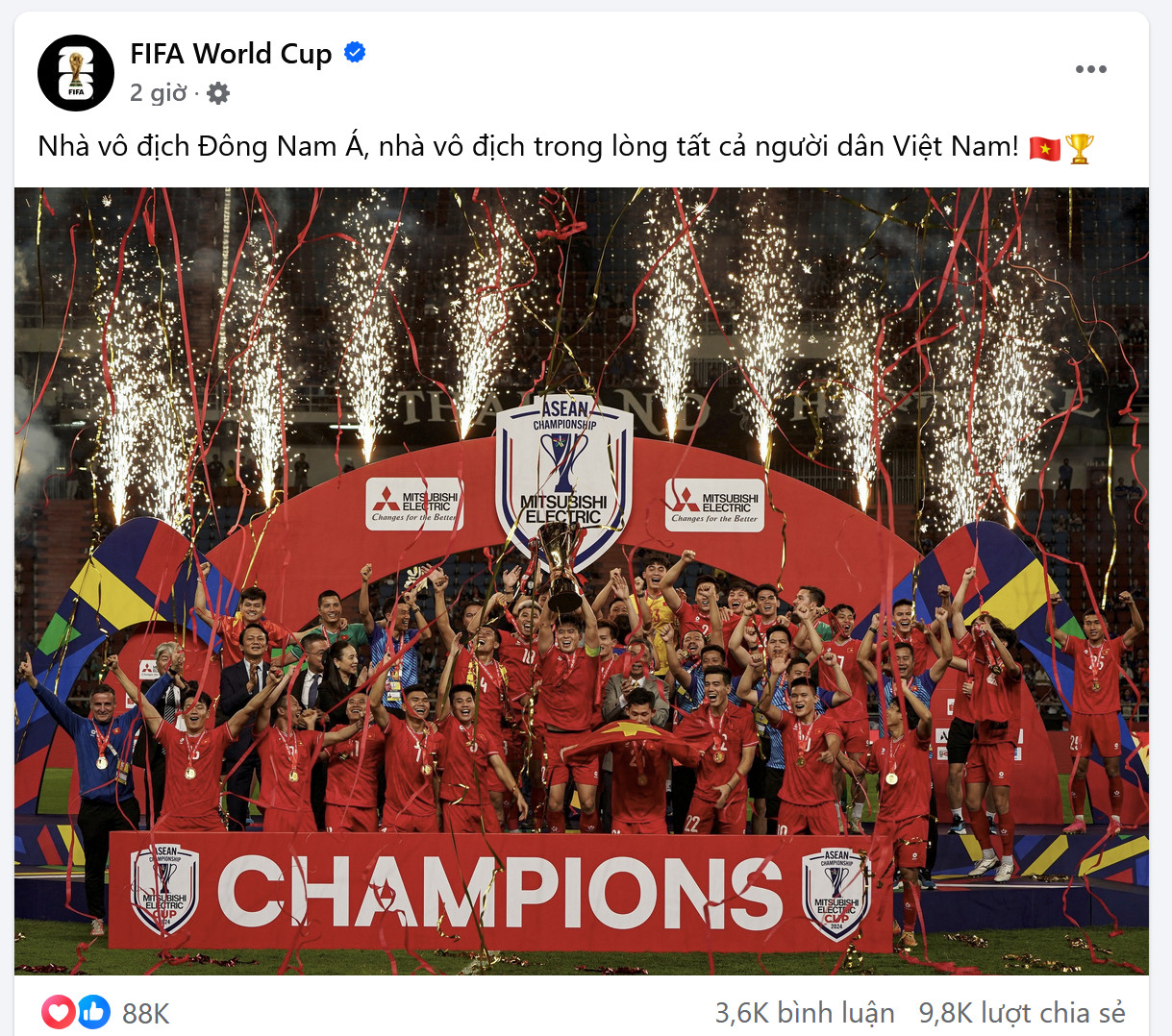 Chế ảnh FIFA World Cup chúc mừng chiến thắng của đội tuyển Việt Nam
