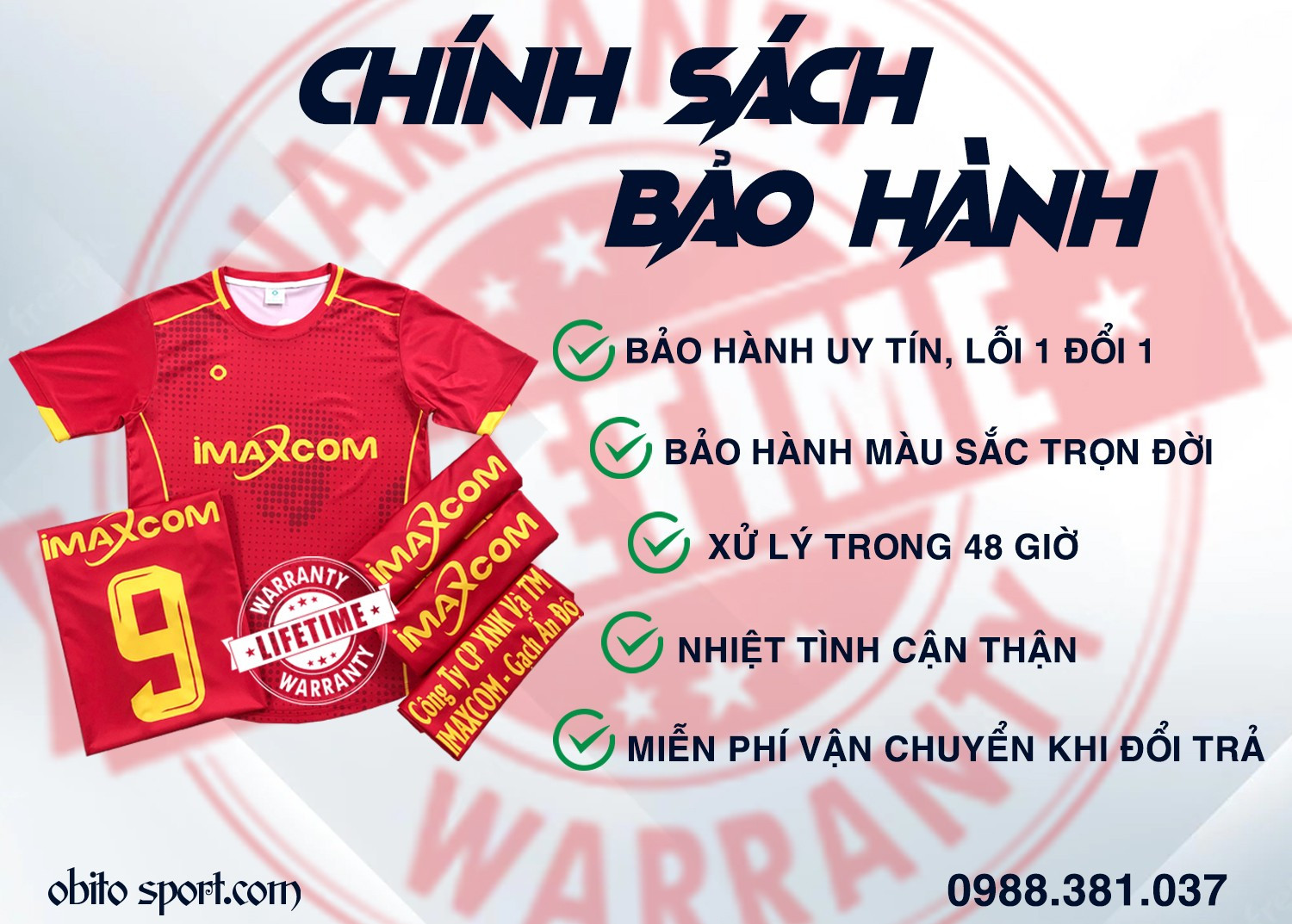 Chính sách bảo hành toàn diện cho áo bóng đá độc quyền, đảm bảo quyền lợi tối đa cho khách hàng.