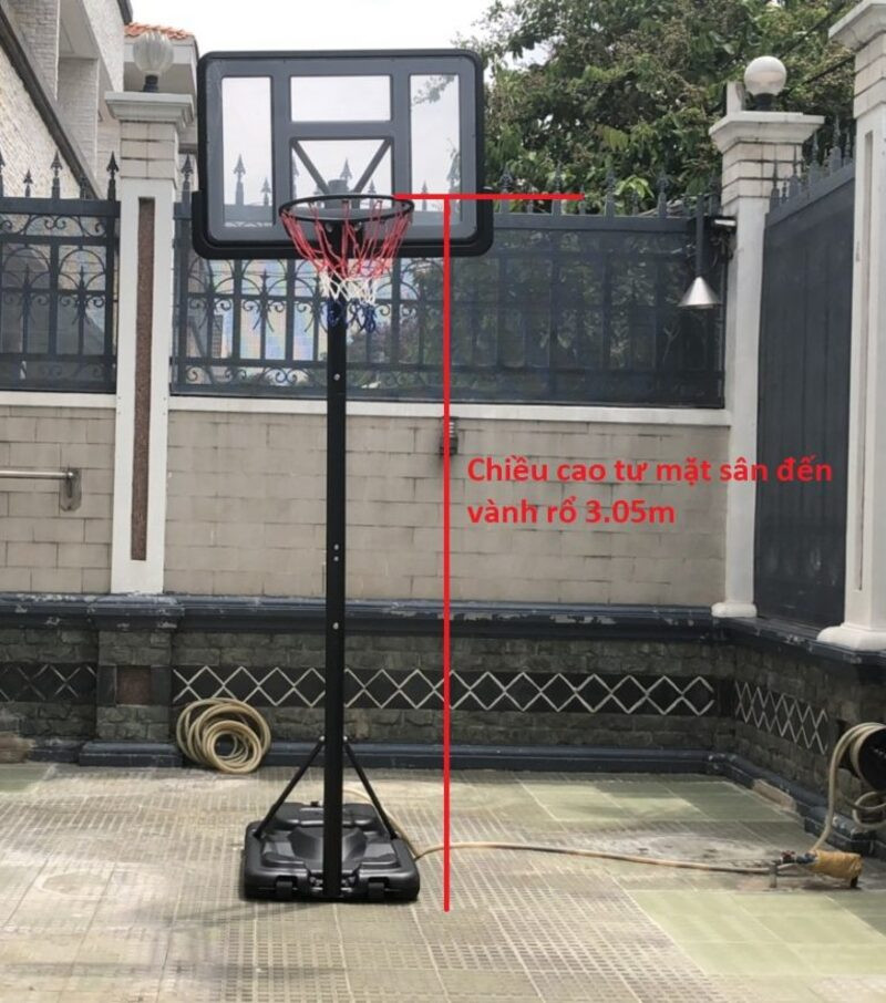 Cột bóng rổ tiêu chuẩn FIBA với chiều cao 3.05 mét