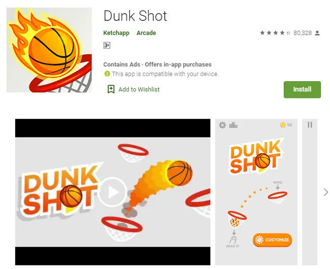 Cú úp rổ liên hoàn đẹp mắt trong game Dunk Shot với đồ họa tối giản
