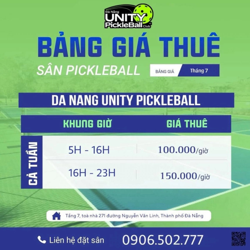 Sân Pickleball Da Nang Unity với view luyện tập độc đáo tại Đà Nẵng