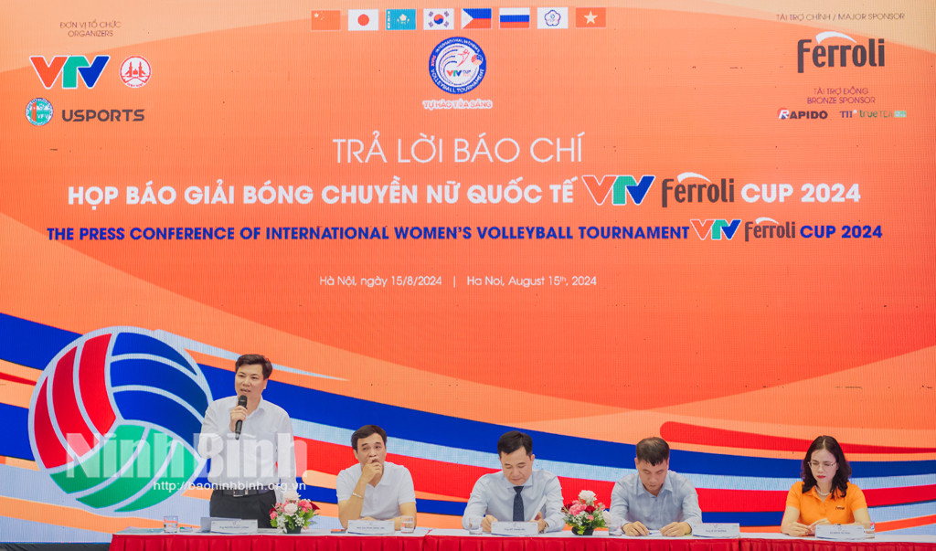 Đại diện Sở Văn hóa và Thể thao tỉnh Ninh Bình phát biểu về công tác chuẩn bị cho VTV Cúp 2024