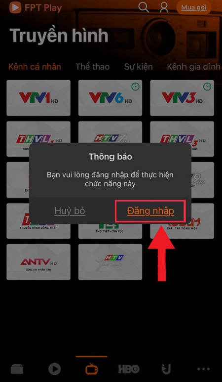 Đăng nhập tài khoản FPT Play để xem vtv6 trực tiếp bóng đá hôm nay 2020 trên điện thoại