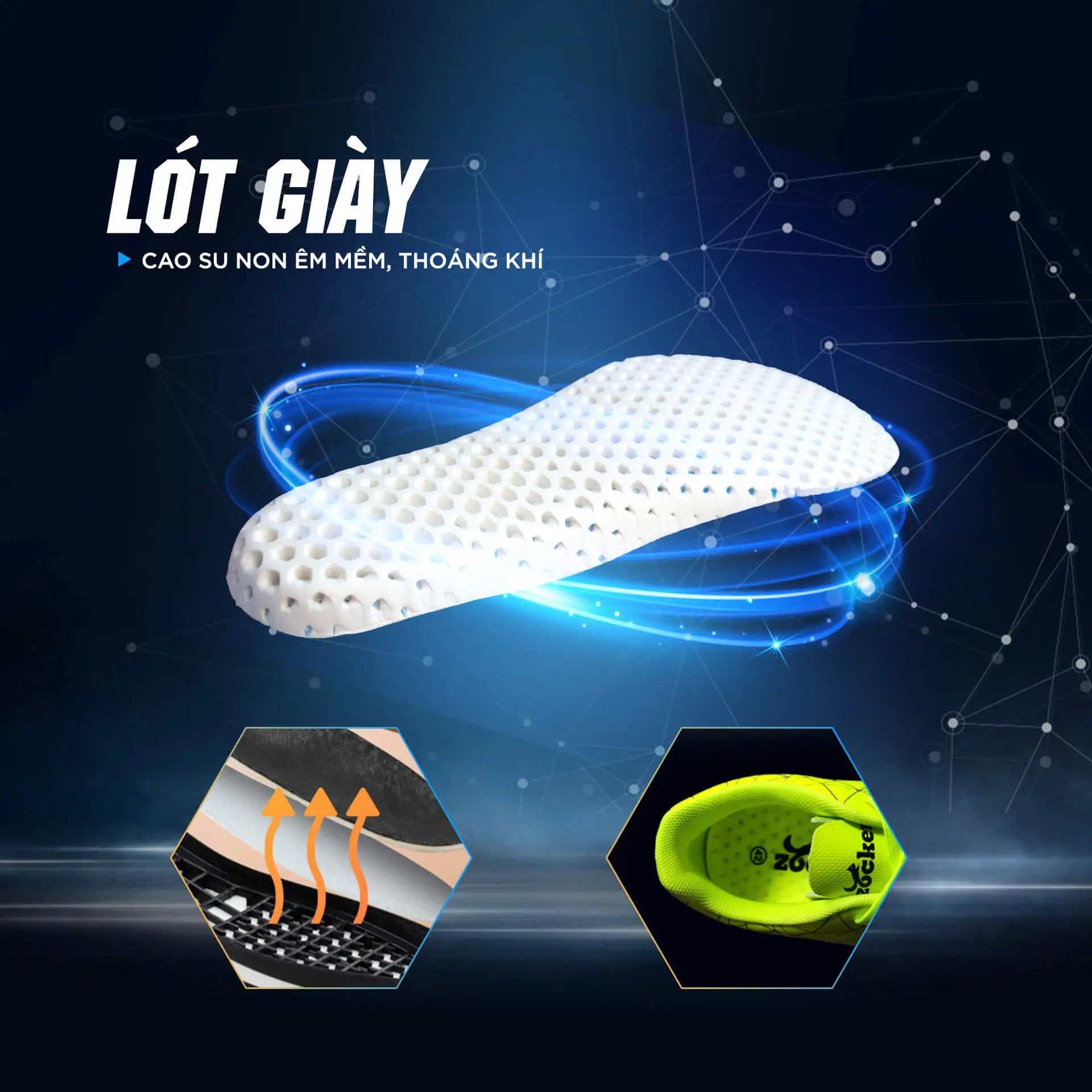 Đế giữa và lót giày của Zocker Inspire Pro màu xanh chuối