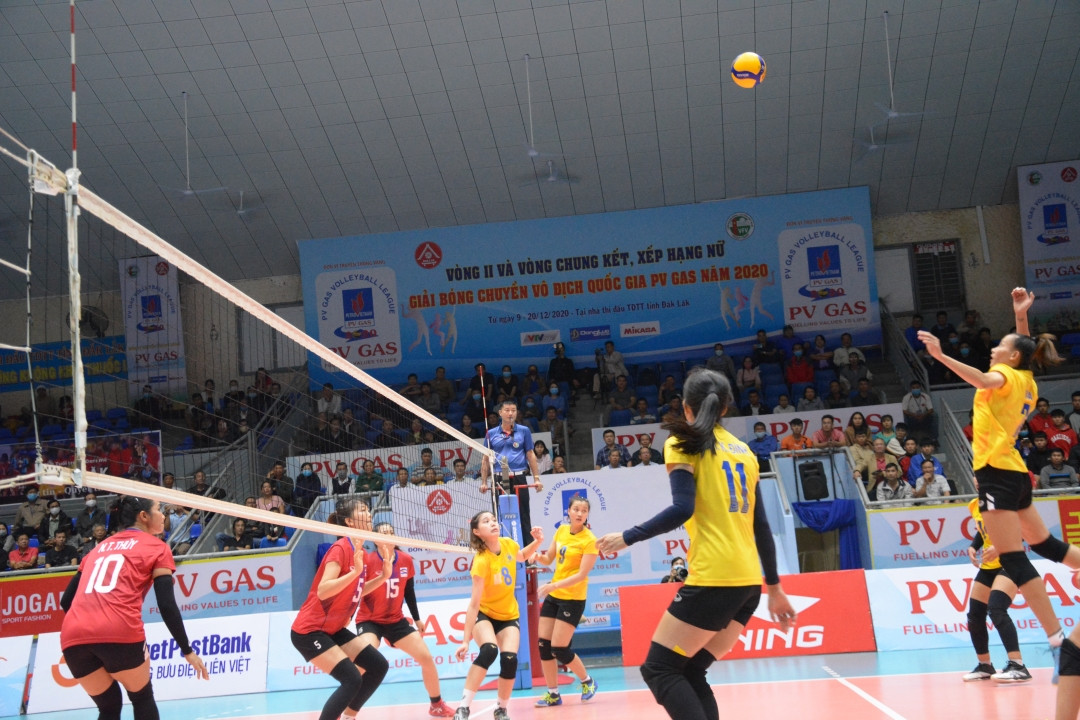 Đội bóng chuyền nữ Đắk Lắk trong màu áo vàng thi đấu tại giải Vô địch Quốc gia 2020, chuẩn bị cho mùa giải 2021
