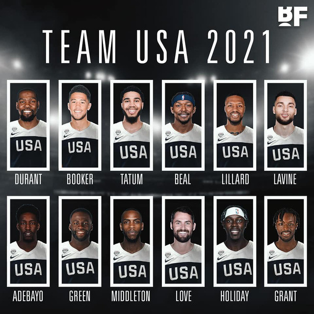 Đội tuyển bóng rổ nam Mỹ tại Olympic Tokyo 2020 (trì hoãn đến 2021) với các ngôi sao NBA chuẩn bị tranh tài