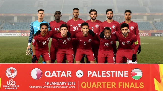 Đội tuyển U23 Qatar trong trận đấu lịch sử với Việt Nam tại VCK U23 Châu Á 2018