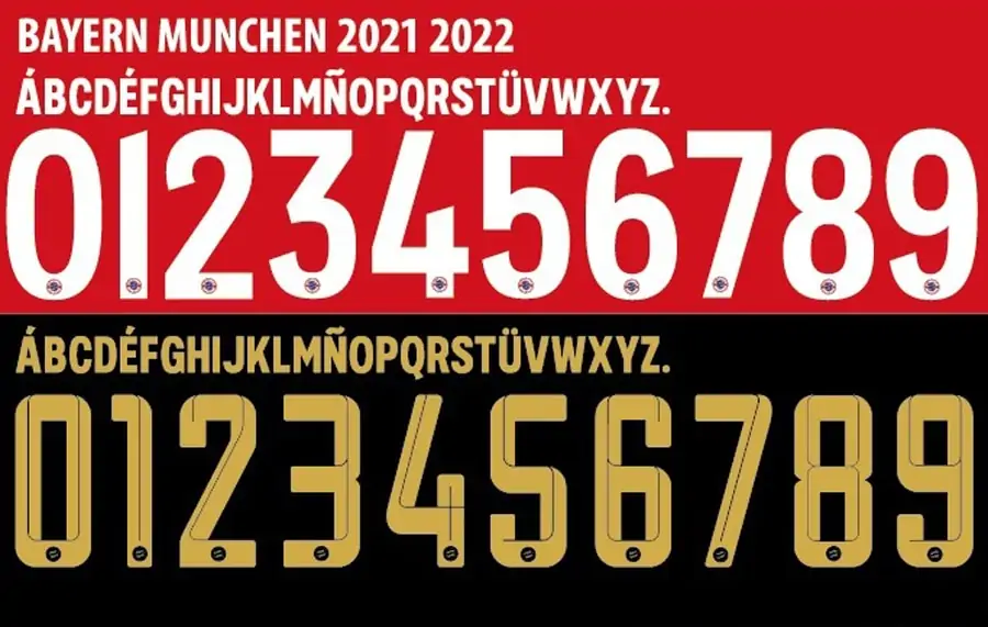Download font chữ áo bóng đá Bayern Munich 2021-2022