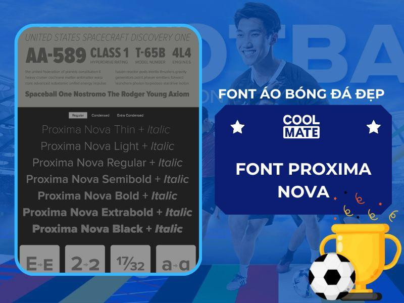 Font áo bóng đá đẹp Proxima Nova với vẻ ngoài thân thiện, hiện đại và dễ đọc