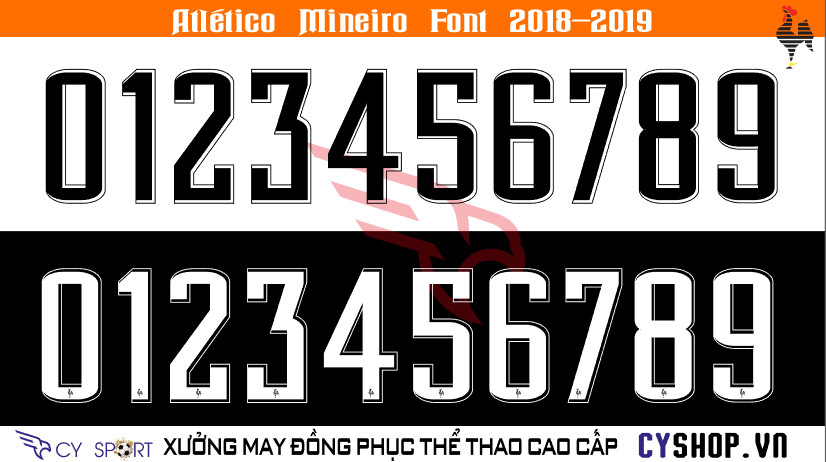 Font số áo bóng đá Atletico Mineiro, thiết kế đặc trưng của CLB Brazil
