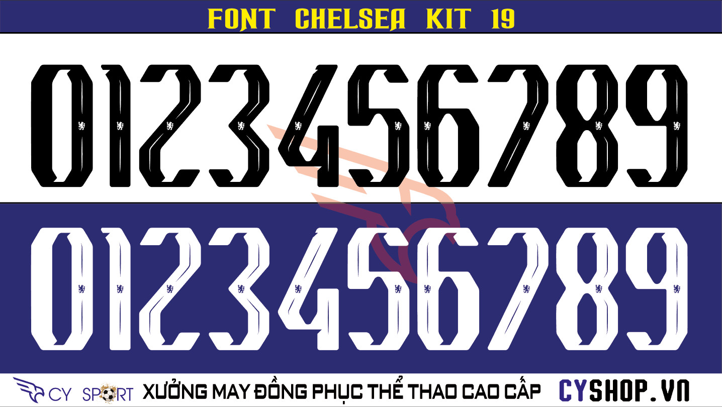 Font số áo bóng đá Chelsea 2019 Tiger, thiết kế mạnh mẽ và độc đáo lấy cảm hứng từ hổ