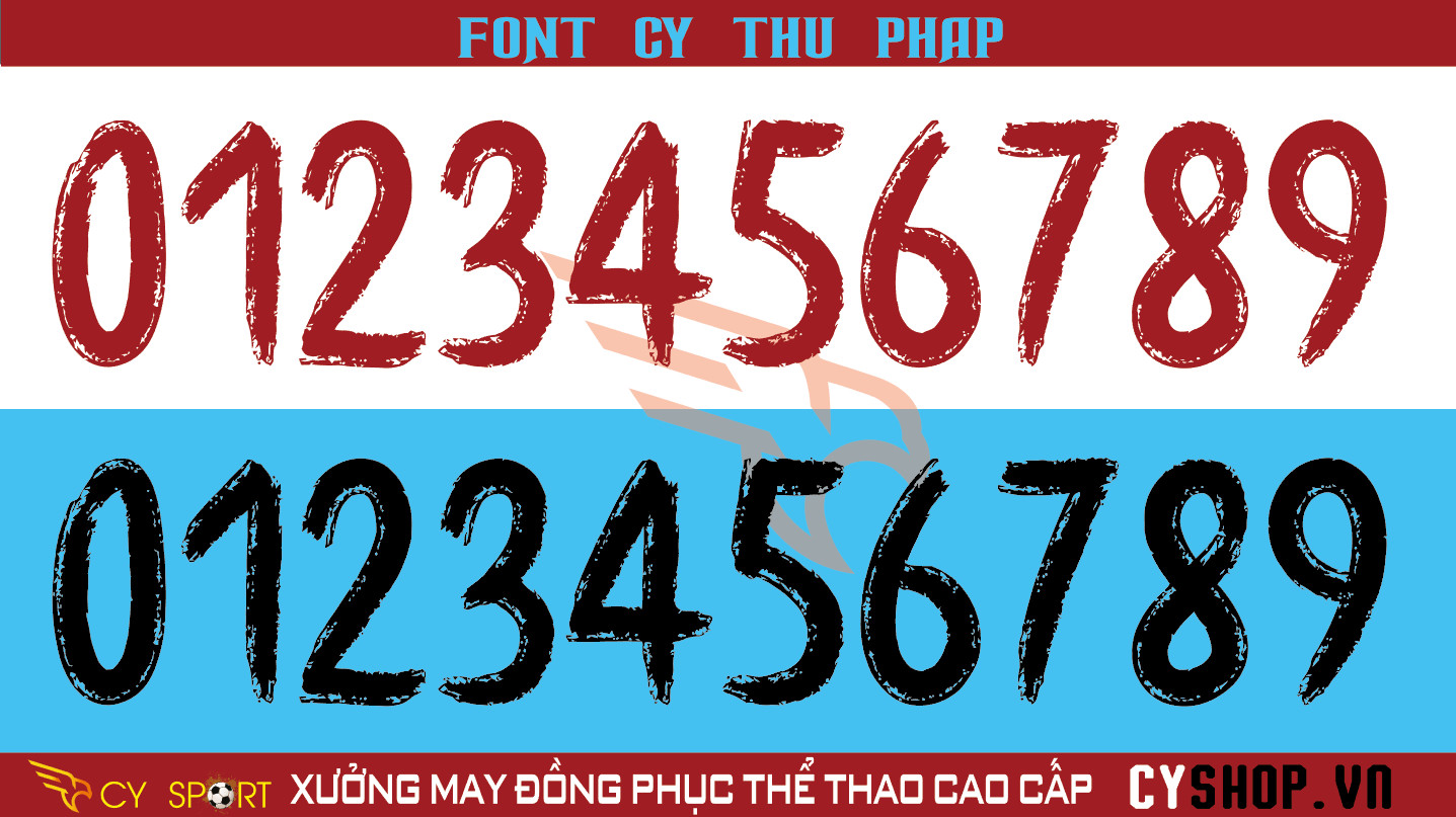 Font số áo bóng đá CY Thư Pháp, kết hợp nghệ thuật viết chữ truyền thống và thể thao