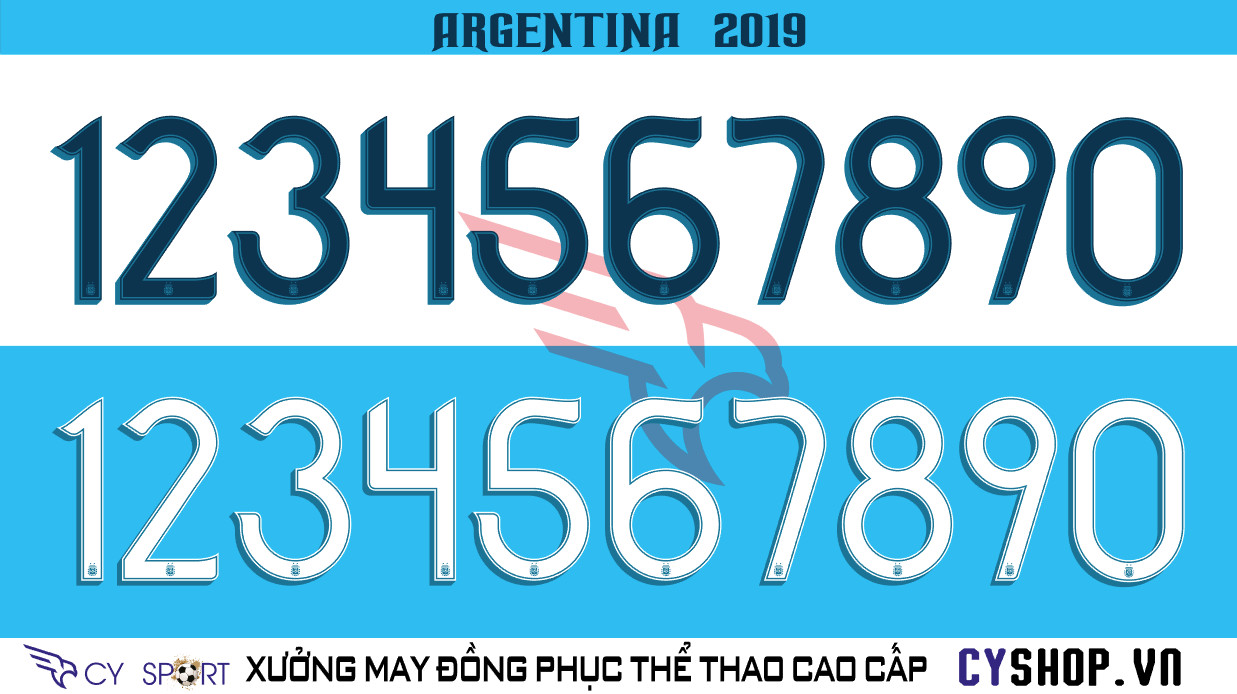 Font số áo bóng đá đội tuyển Argentina 2019, thể hiện niềm đam mê của xứ Tango