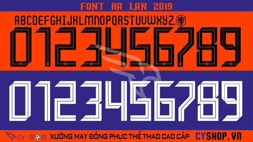 Font số áo bóng đá đội tuyển Hà Lan, phong cách hiện đại và đặc trưng của Cơn Lốc Màu Da Cam