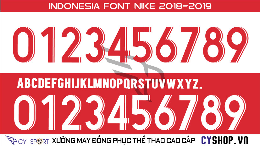 Font số áo bóng đá đội tuyển Indonesia, thiết kế thể hiện bản sắc dân tộc