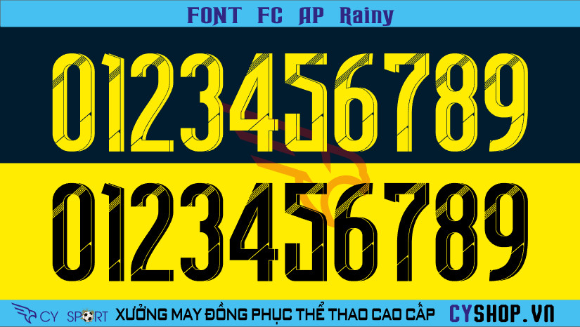 Font số áo bóng đá FC AP Rainy, phong cách độc đáo lấy cảm hứng từ giọt mưa