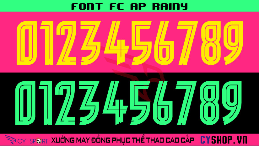 Font số áo bóng đá FC AP Rainy, thiết kế mang phong cách Thái Lan, độc đáo và hiện đại