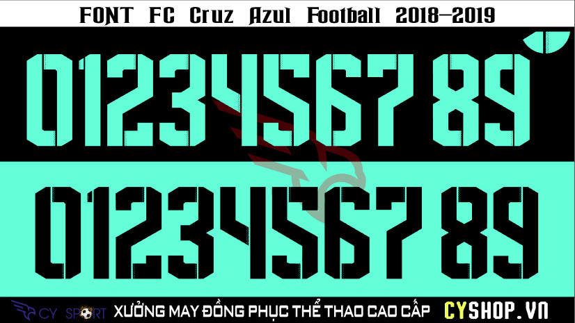Font số áo bóng đá FC Cruz Azul 2019, phong cách đặc trưng của CLB Mexico