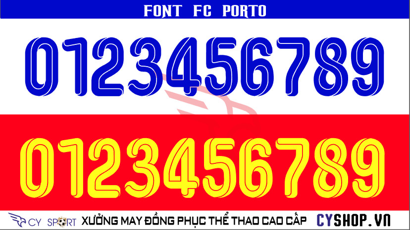 Font số áo bóng đá FC Porto, thiết kế mạnh mẽ và truyền thống của đội bóng Bồ Đào Nha