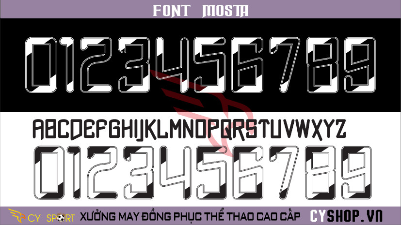 Font số áo bóng đá Mosth, thiết kế mạnh mẽ và cá tính