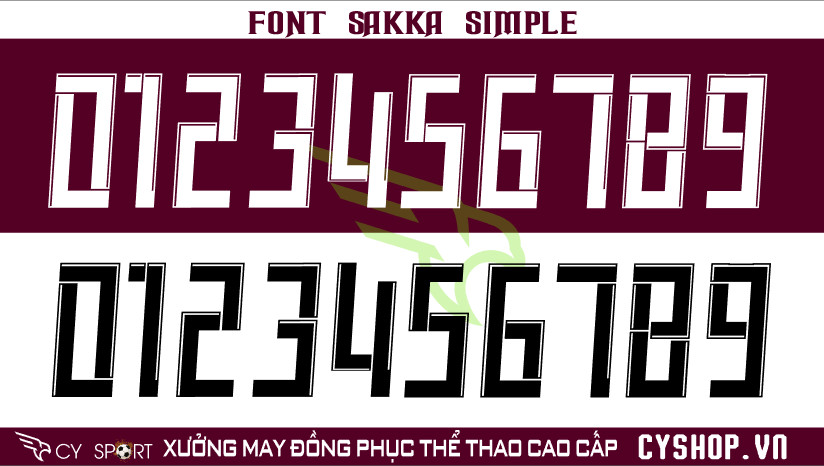 Font số áo bóng đá Sakka Simple, thiết kế tối giản, dễ đọc và ứng dụng cao