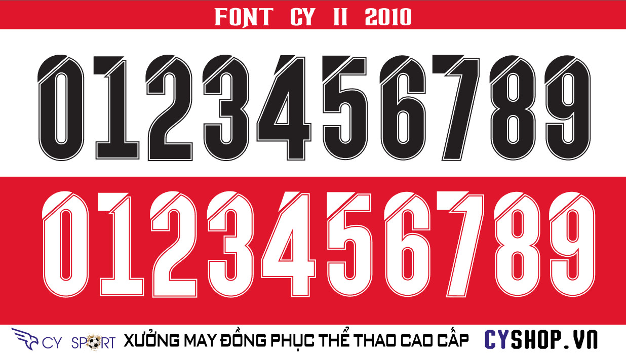 Font số áo bóng đá với phong cách thiết kế hiện đại, tối ưu cho in ấn và hiển thị