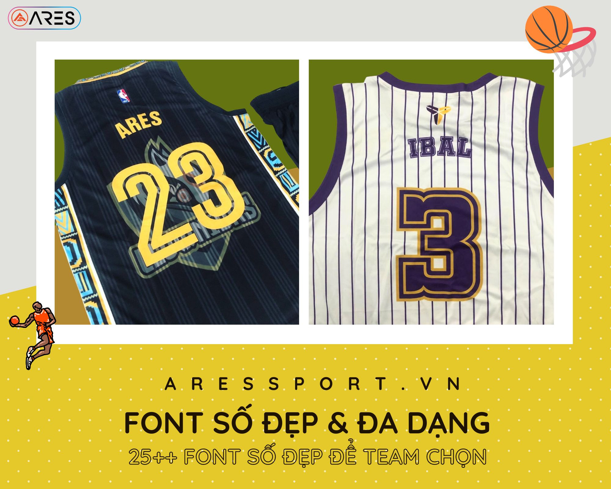 Font số áo bóng rổ có tay đẹp &amp; bắt mắt