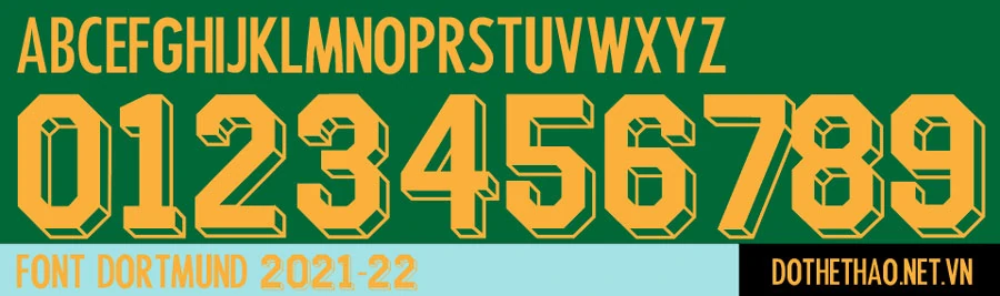 Download font chữ áo bóng đá Dortmund 2021-2022 TTF