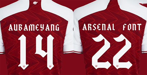 Font số đẹp Arsenal 2020-2021