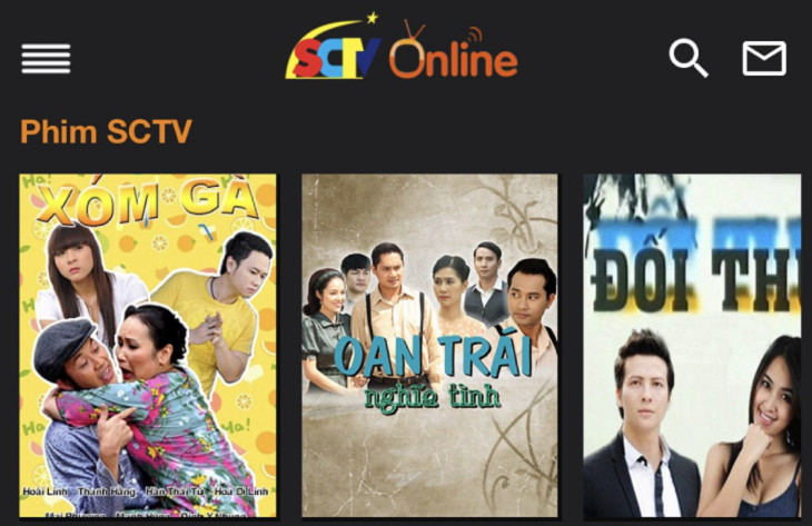 Giao diện ứng dụng SCTV Online trên Smart TV Sony với các giải bóng đá quốc tế