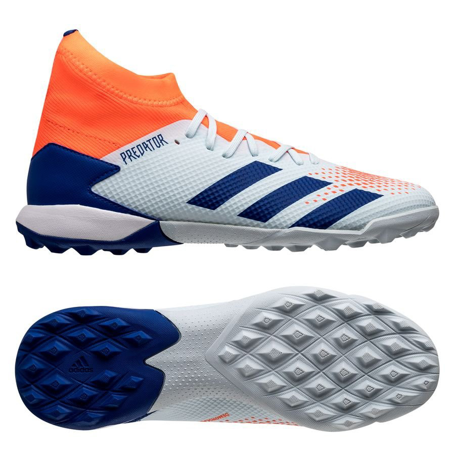 Giày bóng đá adidas Predator 20.3 TF Glory Hunter màu xanh bầu trời, xanh hoàng gia và san hô, thiết kế cho sân nhân tạo