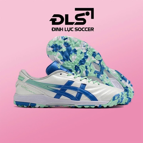 Giày Bóng Đá Asics C3 Trắng Vạch Xanh Biển Đế Rằn Ri TF