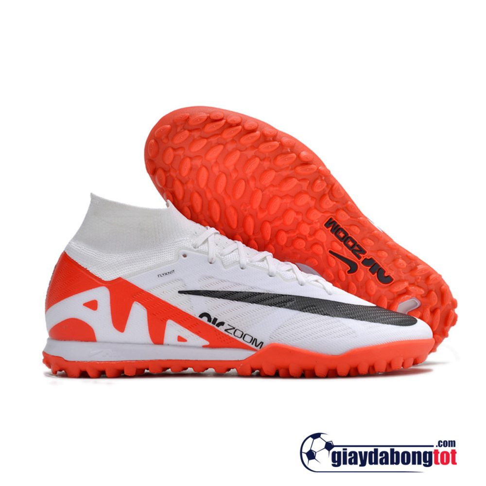 Giày bóng đá Nike cao cổ Air Zoom Mercurial Superfly 9 Elite TF trắng đỏ vạch đen, phiên bản elite cho cầu thủ chuyên nghiệp.