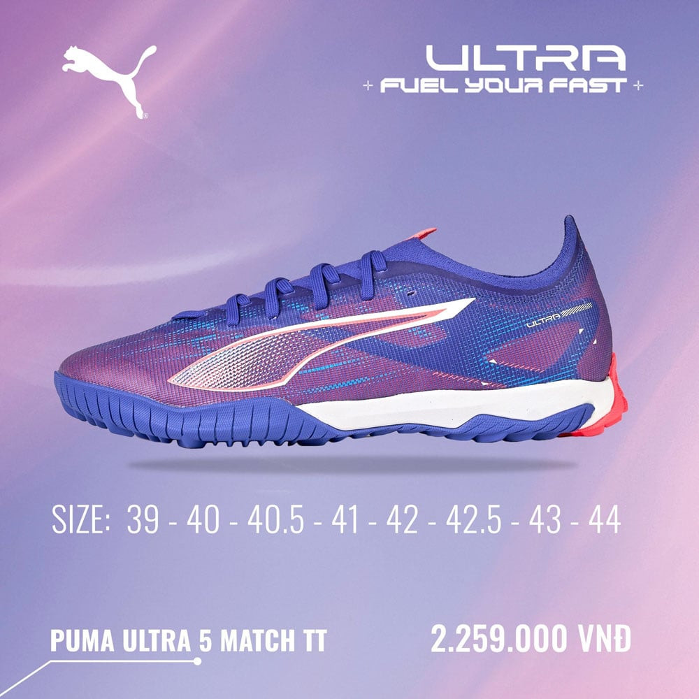 Giày bóng đá Puma Ultra 5 Match TT - Tím Than - 107892-01