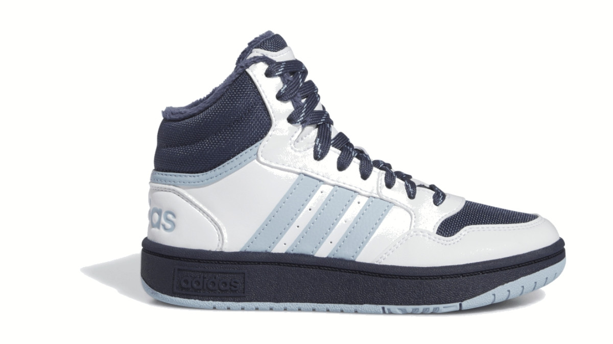 Giày bóng rổ Adidas Hoops 3.0 Mid Kids màu trắng và đen