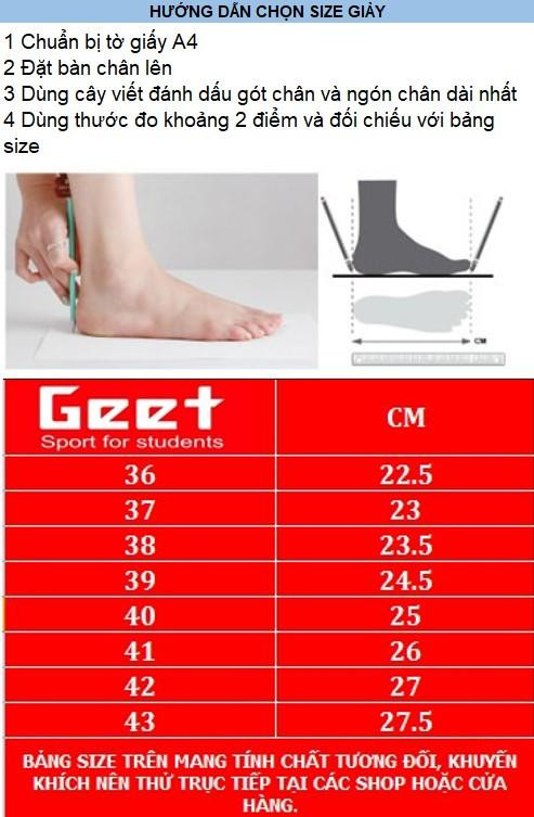 Giày đá bóng 3 sọc chính hãng Geet với thiết kế bền bỉ, hỗ trợ tối ưu trên sân cỏ nhân tạo