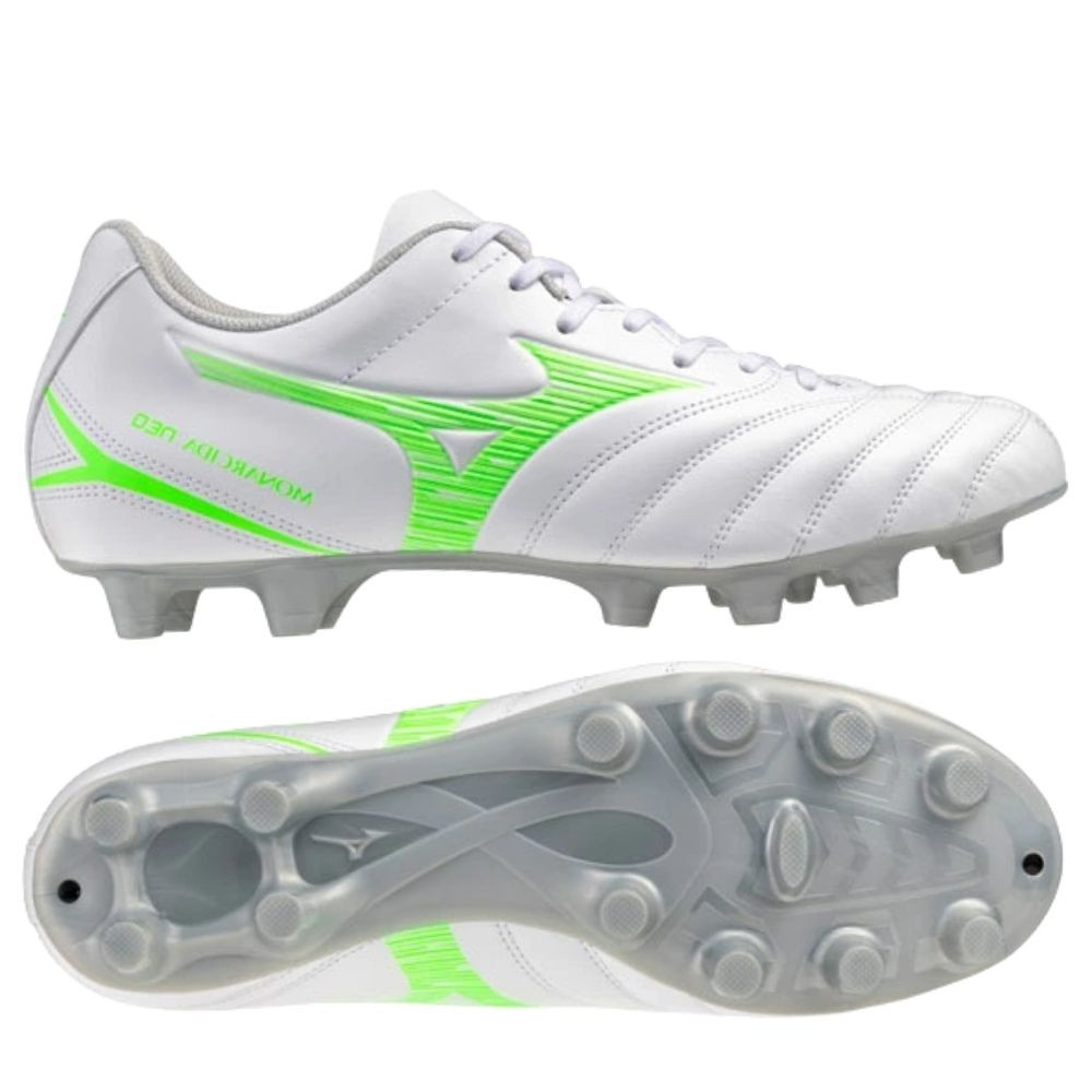 Giày đá bóng Mizuno Monarcida Neo III Select FG chính hãng trắng xanh lá