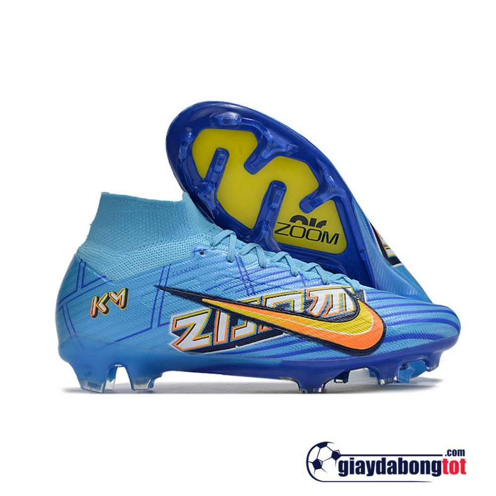Giày đá bóng Nike Air Zoom Superfly 9 Elite FG xanh dương vạch vàng Mbappé, mẫu giày đá bóng nike cao cổ được nhiều cầu thủ chuyên nghiệp ưa chuộng