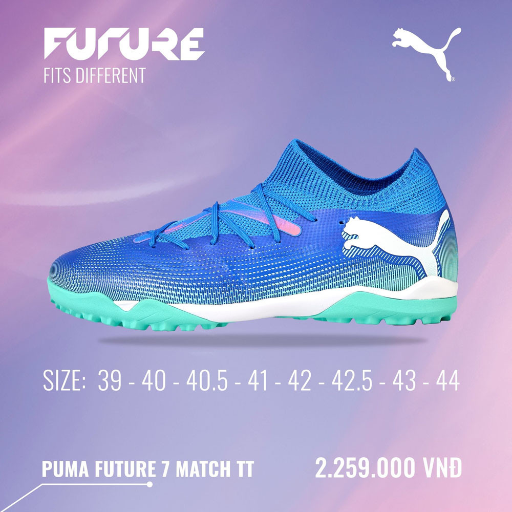Giày đá bóng Puma Future 7 Match TT xanh dương, thiết kế nổi bật cho sân cỏ nhân tạo