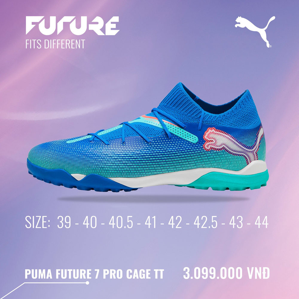 Giày đá bóng Puma Future 7 Pro Cage TT xanh dương, hỗ trợ cầu thủ sáng tạo trên sân