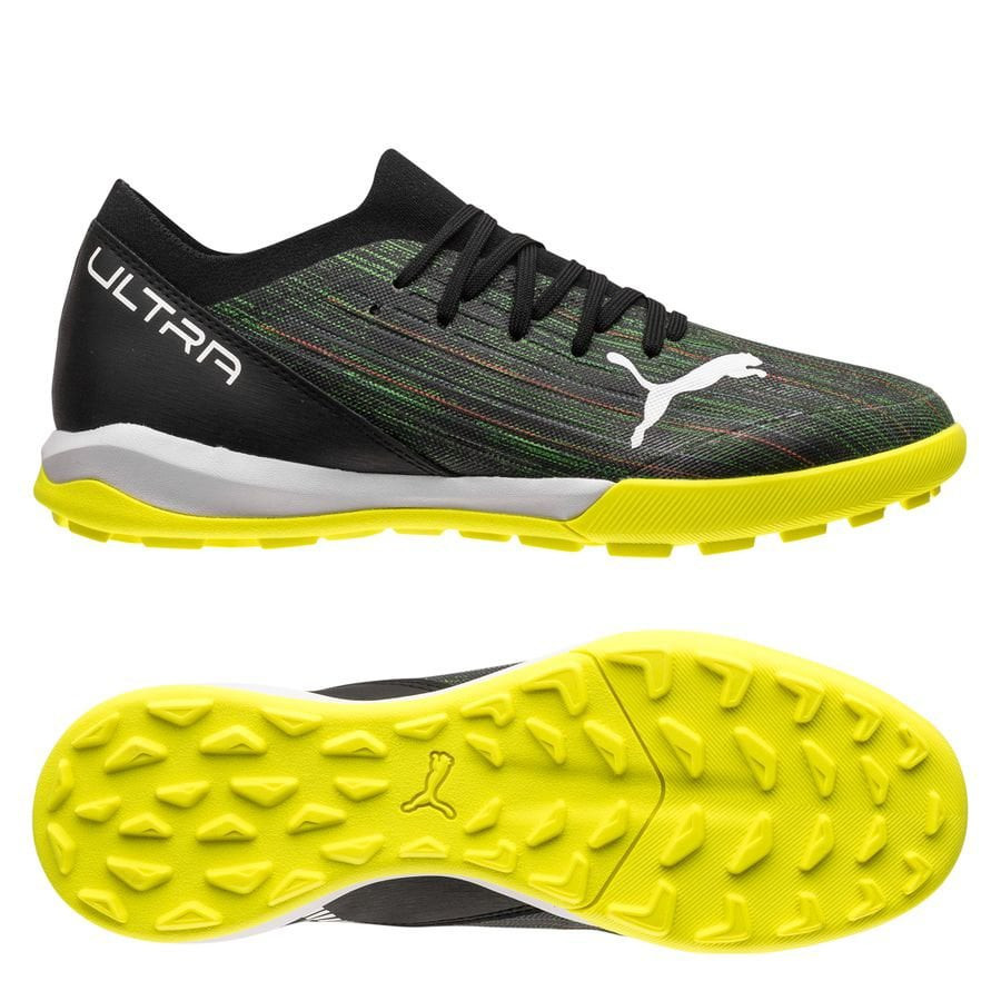 Giày đá bóng Puma Ultra 3.2 TT Game On đen vàng, tốc độ và sự thoải mái trên sân nhân tạo