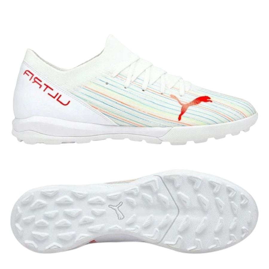 Giày đá bóng Puma Ultra 3.2 TT Spectra trắng, với thiết kế màu sắc độc đáo