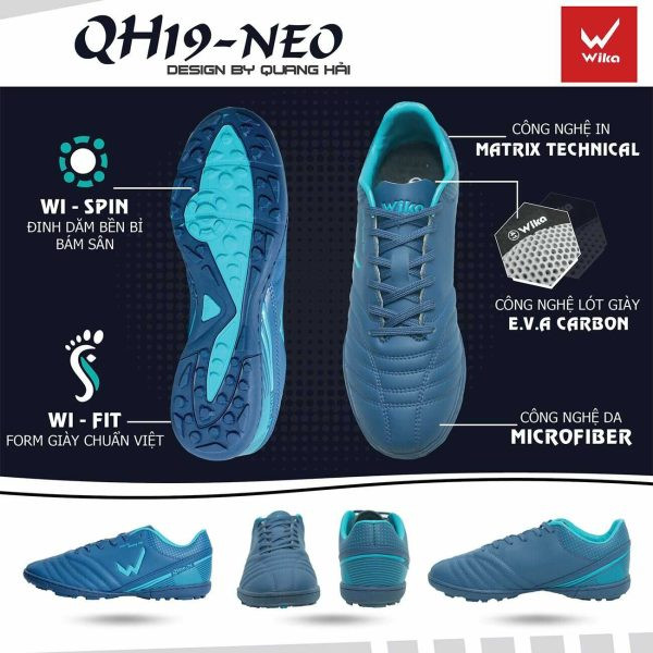Giày đá bóng Wika QH19 NEO Quang Hải tím than