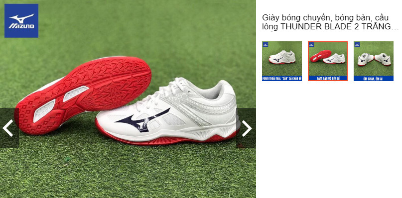 Giày thể thao nam đánh bóng chuyền Mizuno Thunder Blade 2 màu trắng đỏ