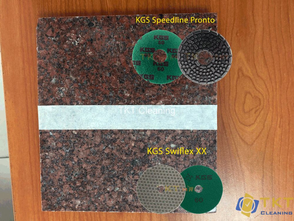 Hình ảnh thực tế quá trình đánh bóng đá granite bằng đĩa mài kim cương khô và ướt
